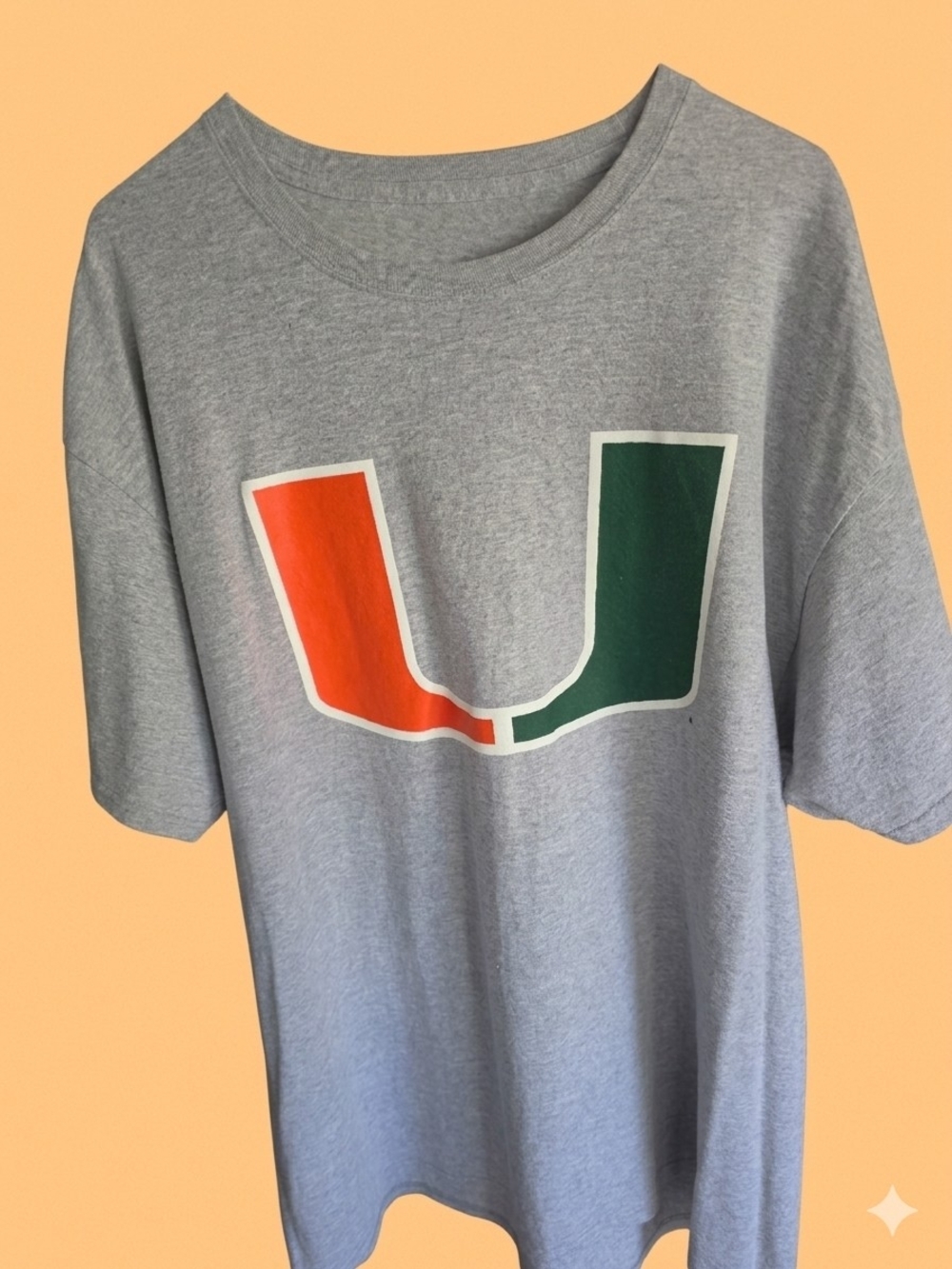 Russell Athletic Gray Tee with Orange & Green U Graphic - UM